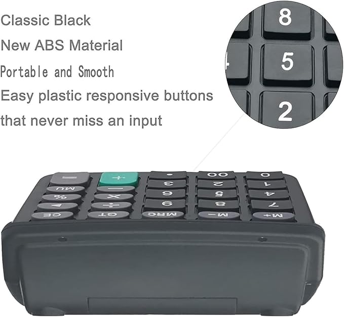 BESTWYA Calculators, Large Button Calculator with Angled LCD Display 12-Digit Dual Power Handheld Desktop Feature for Office, School, Home(Black, Pack of 5)