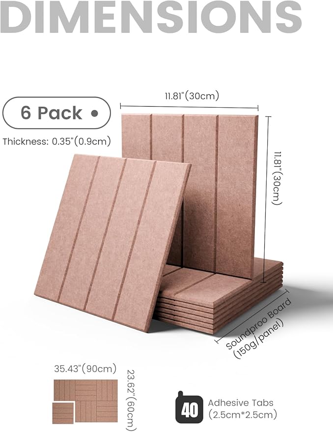 Large Felt Bulletin Board 36"x24" Cork Board Alternative - 6 Pack with 40 Safe Removable Adhesive Tabs, Cork Boards for Walls ffelt Boards or Home Office Classroom Pin Board-Terracotta