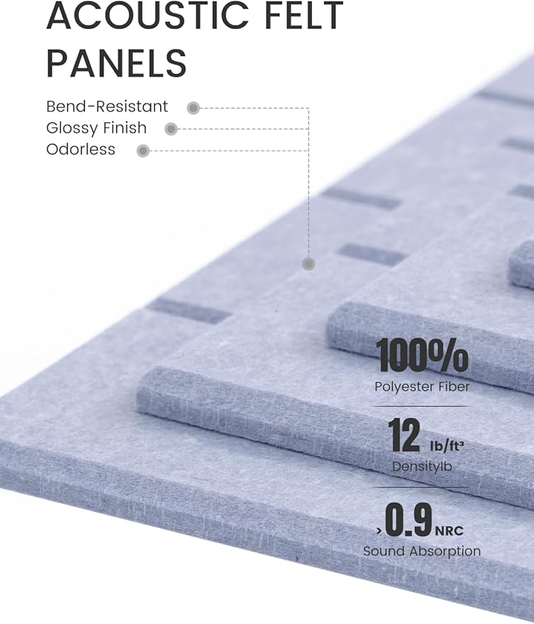 Fluxynara Large Felt Bulletin Board 48" x 36" Cork Board Alternative-12 Pack with 70 Safe Removable Adhesive Tabs, Cork Boards for Walls for Home Office Classroom Pin Board (Soft Periwinkle)