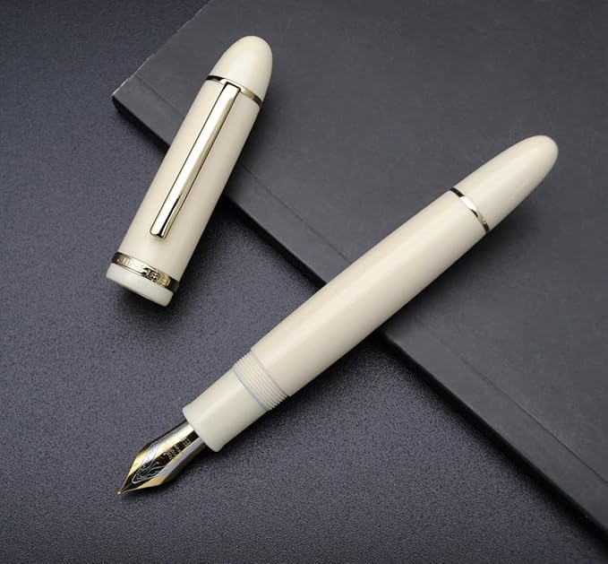 JINHAO X159 Fountain Pen (EF Nib 0.38mm, Ivory White with Gold Clip)
