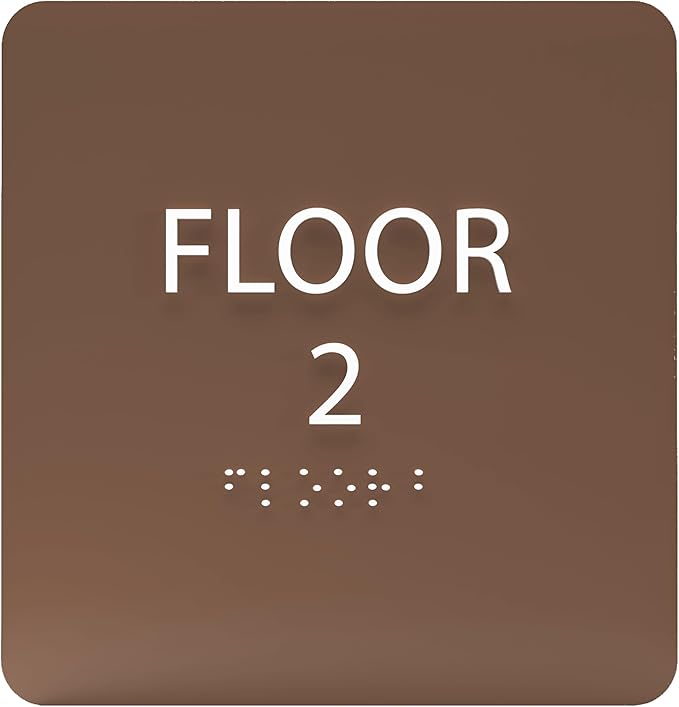 ADA CENTRAL SIGNS - 6" X6" Floor 2 Sign - ADA Compliant Tactile Graphics Grade 2 Braille Text Acrylic Wall Signs - Directional Assistance, Floor Number Safety Sign for Office, school Hospital, Apartment