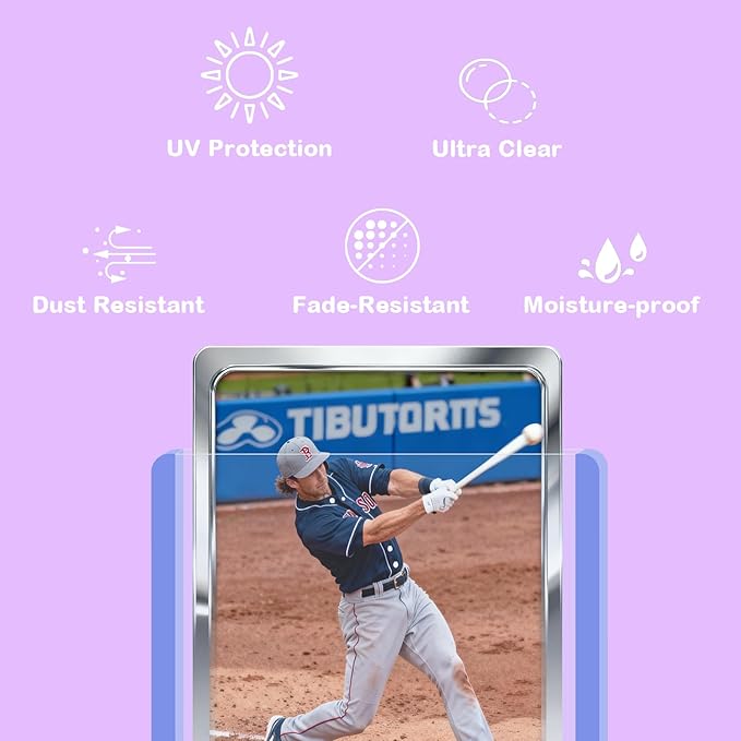 50ct 3"X4" Card Sleeves Hard Plastic - 180pt Hard Card Sleeve, Baseball Card Protectors Hard Plastic, Premium Card Sleeves for Trading Cards, Hard Card Holder for Sports Baseball Football Game Cards