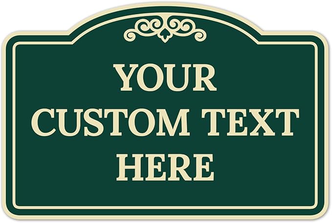 Custom Decorative Sign, Personalized Metal Sign for Business, Driveway, Home, Airbnb, Office Door Plaque, Green Background 12x18 Inches, ACM, Fade Resistant, Made in USA by Sigo Signs