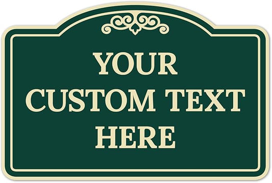 Custom Decorative Sign, Personalized Metal Sign for Business, Driveway, Home, Airbnb, Office Door Plaque, Green Background 12x18 Inches, ACM, Fade Resistant, Made in USA by Sigo Signs