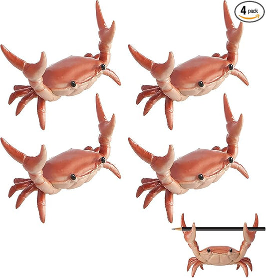 4PCS Desk Crab Pen Holder,Creative Crab Pen Holder,New Cute Crab-Shaped Pen Holders,Weightlifting Crabs Penholder Bracket Storage,Funny Desk Decor for Office Desks,Shop Windows,Home(Red)
