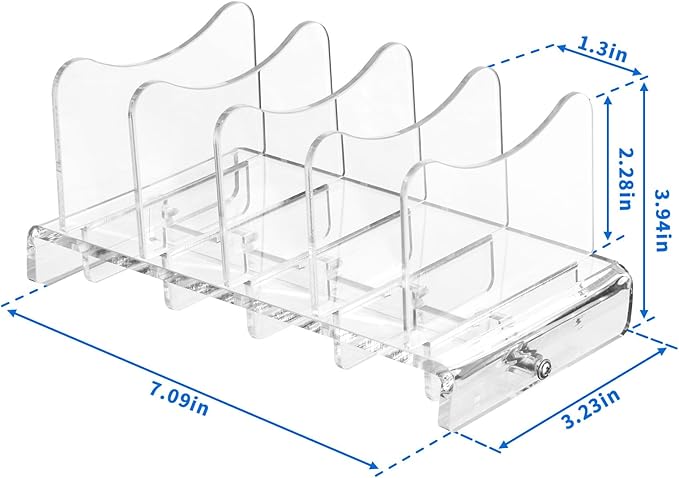 CaSZLUTION Acrylic Multi Device Organizer Stand Base for Portable Charger Power Banks, 4 Slots Desktop Storage Holder Compatible with USB Battery Pack, Phones and Tablets (Stand Only) - Clear
