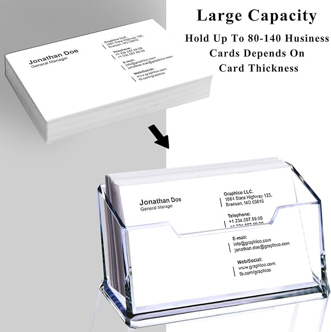 Clear Acrylic Business Card Holder, Name Card Organizer for Desk Fits 50 Business Cards