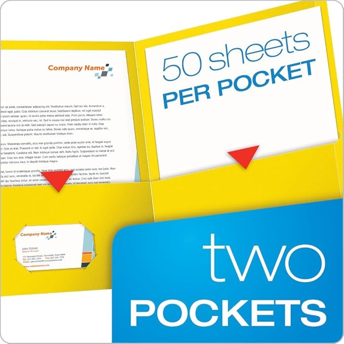 Oxford Twin-Pocket Folders, Textured Paper, Letter Size, Yellow, Holds 100 Sheets, Box of 25 (57509EE)
