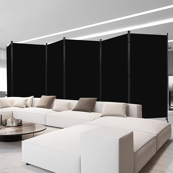 Room Divider 6FT Folding Privacy Screens, 6 Panel Partition Room Dividers w/Freestanding Design, Portable Wall Divider for Room Separtation, Fabric Screen Panel for Home Office Bedroom Dorm
