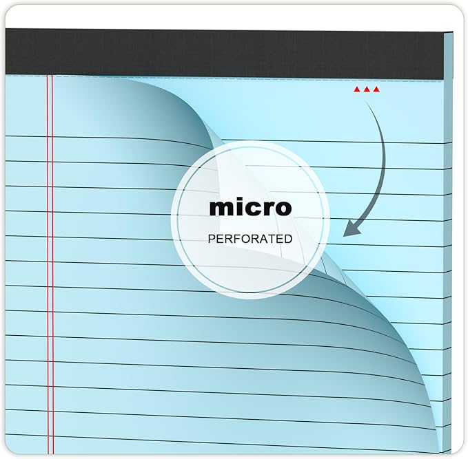 AILZFEI 6pcs Small Note Pad 5x8 College Ruled Blue Legal Pads Paper Notepads 6 Pack Study Back Writing Pads 5 x 8 Legal Pads Perforated Narrow Ruled Pads of Paper Blue