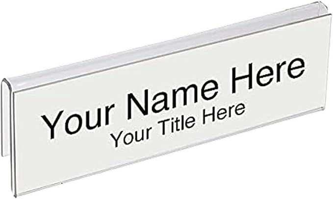 50-Pack 8.5" x 2" Acrylic Name Plate for 1/4" Cubicle Wall Glass – Custom Name Sign Holder – Single Sided Acrylic Display Stands - Placard Label Holder Use for Classroom, Offices, Office Door