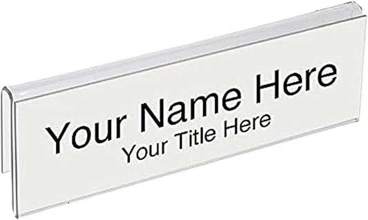 50-Pack 8.5" x 2" Acrylic Name Plate for 1/4" Cubicle Wall Glass – Custom Name Sign Holder – Single Sided Acrylic Display Stands - Placard Label Holder Use for Classroom, Offices, Office Door