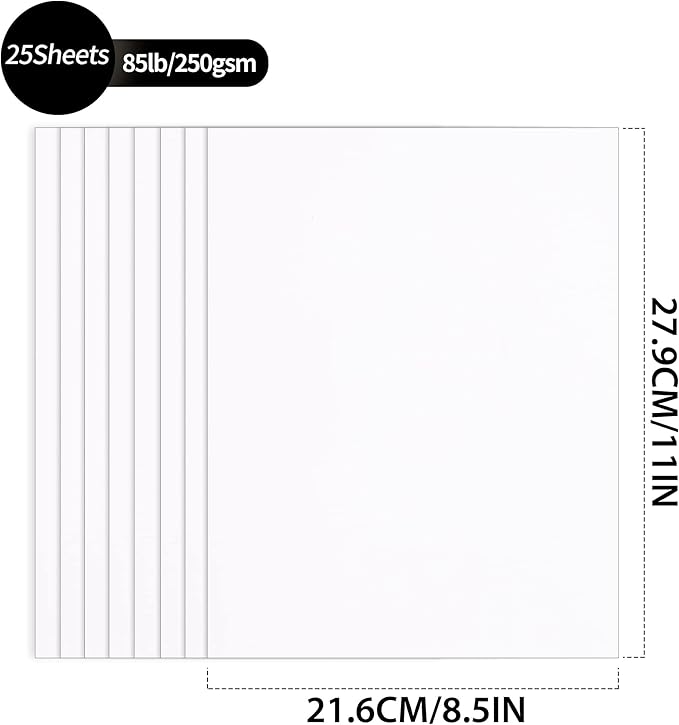 8.5'' x 11'' White Cardstock - 92lb Double-sided Cover Card Stock Heavyweight Paper Perfect for Scrapbooking, Crafts, Business Cards 25 Sheets 250gsm UAP13WH