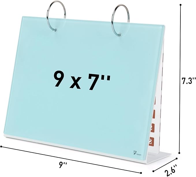 Desktop Glass Dry Erase & Acrylic Aesthetic Calendar Weekly to-do List Combo, Small Magnetic Standing Whiteboard, Desk Flip Easel Calendar with Accessories for Home Office Supply, Aqua Blue, 9 x 7''