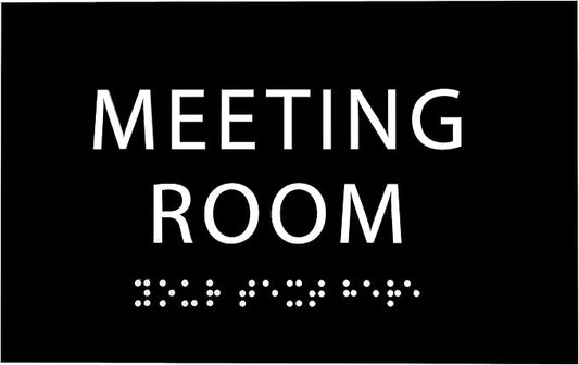 ADA CENTRAL SIGNS - 6" X4" Meeting Room Sign - ADA Compliant Tactile Graphics Grade 2 Braille Text Acrylic Wall Sign | Privacy, Interview, Room Name Sign for Schools, Hospitals, Offices, & Apartments