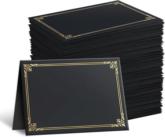 30 Packs Certificate Covers,Black Cardboard Diploma Cover,Certificate Holders Gold Foil Border,for Letter Size 8.5 x 11 Inch Awards and Certificates