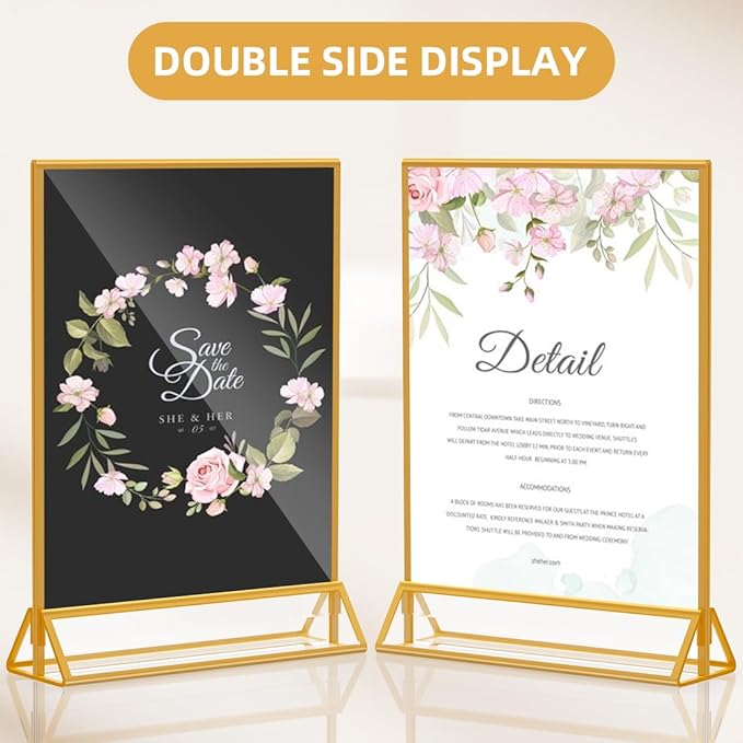 PPH-Sisy Acrylic Sign Holder 8.5x11 Clear Acrylic Frames Display Stand Double Sided Table Menu Holders for Wedding Table Numbers Restaurant Photos（8 pcs）