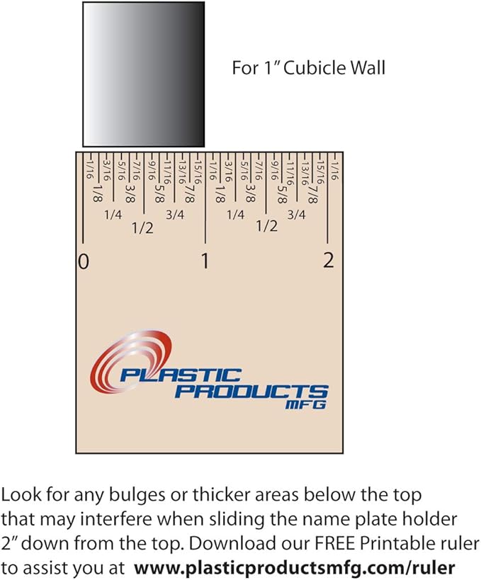 Glass Wall Name Plate Holders - Single Sided 8-1/2" Wide x 2" high (10 - PK, 1" Cubicle Wall) by Plastic Products Mfg.