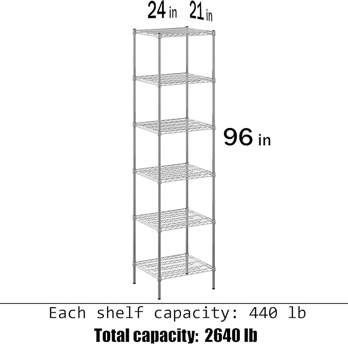 Regal Altair 21" Deep x 24" Wide x 96" Height Wire Shelving Kit | 6-Tier | NSF Commercial Storage Rack Unit