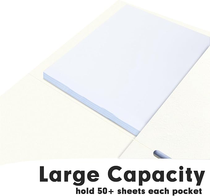 RAZCC Two Pocket Folders, 50 Pack 2 Pocket Folders Fit Letter Size Paper, Paper Folders with Pockets for School Office Business Home (White)