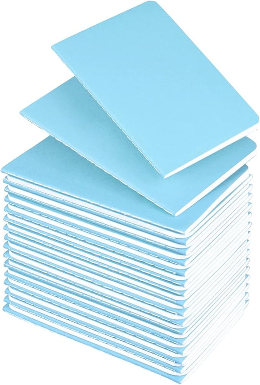 Lzerking Mini Notebooks Bulk 36 Pack Small Pocket Journal Notepads-Light Blue Cover 3.5 x 5.5 Inches, 30 Sheets/60 Pages, for Kids to Write Stories