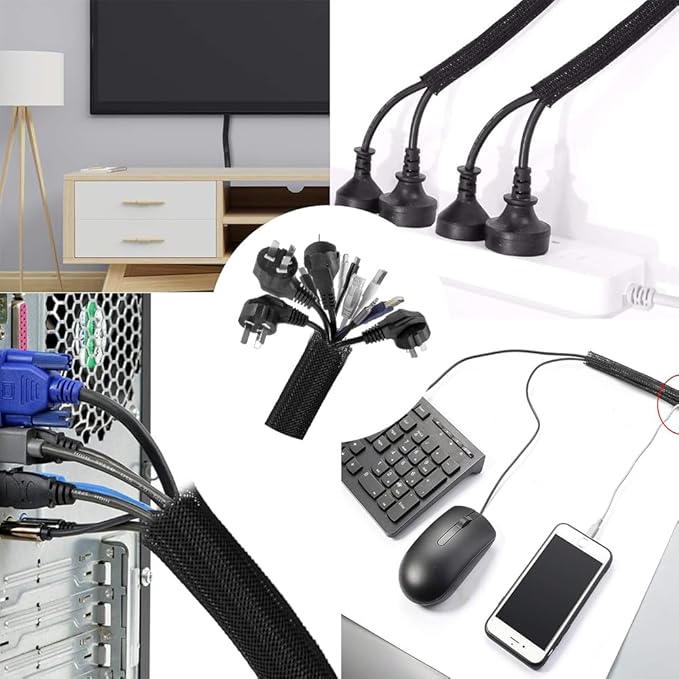 319pcs Cable Management Organizer Kit, Desk Cord Organizer, 98 Adhesive Cable Clips Holder, 17 Reusable Cable Strap, 4 Cable Sleeve Split, and 200 Nylon Cable Zip Ties (White)