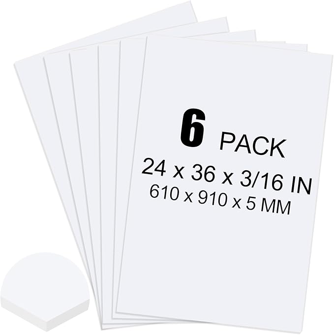 ToLanbbt 6 Pack White Foam Board, 24 x 36 x 3/16" Thick Foam Core Acid Free Poster Foamboard for Art Craft Projects, Painting, Displaying, Signage, Wedding, School