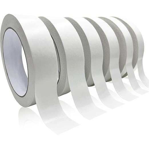 Double-Sided Fabric Tape, Hem Tape No Sew Double Sided Tape for Crafts Arts, 6 Rolls Strong Adhesive Cloth Sewing Tape for Hemming, Clothing Repairs, Pants, DIY Projects, Paper Backing (0.6/0.8/1inch)