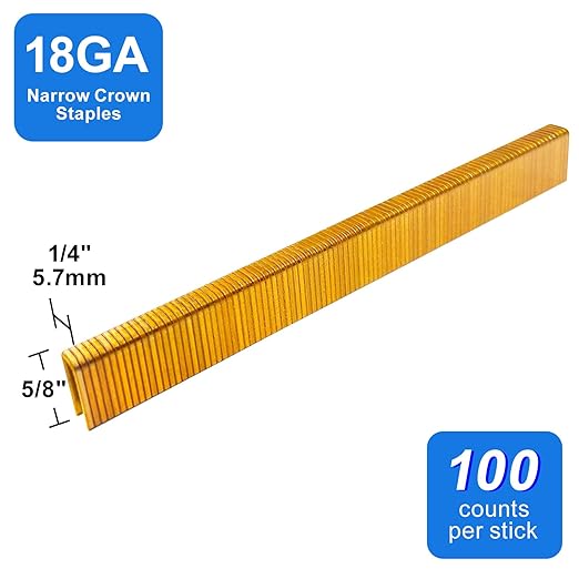 SimCos 18 Gauge 1/4" Narrow Crown Staples, Galvanized Upholstery Staples for 18 GA Pneumatic or Electric Stapler or Staple Gun (5/8"-3000 PCS)