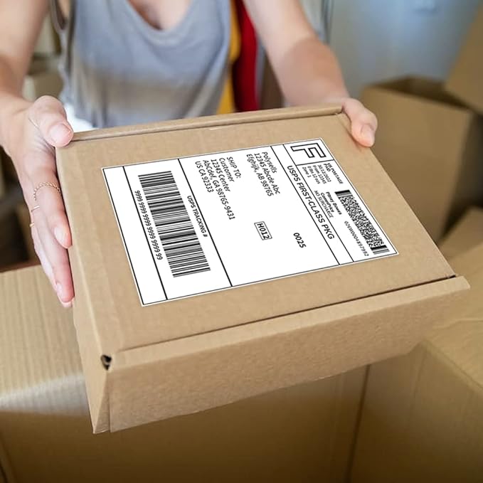 POLYSELLS Shipping Labels with Self Adhesive for Laser & Inkjet Printers, 4 Printing Labels Per Sheet, White 3.5 x 5 Inches - 500 Sheets (2000 Shipping Label Paper)