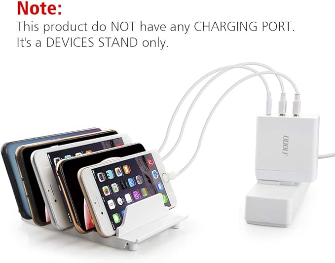 UDOLI Adjustable Universal Cell Phone Dock Stand Holder, Tablet Organizer Multi Device Desktop Stand for iPhone Samsung Galaxy Google Nexus Kindle - No Charging Port (White)