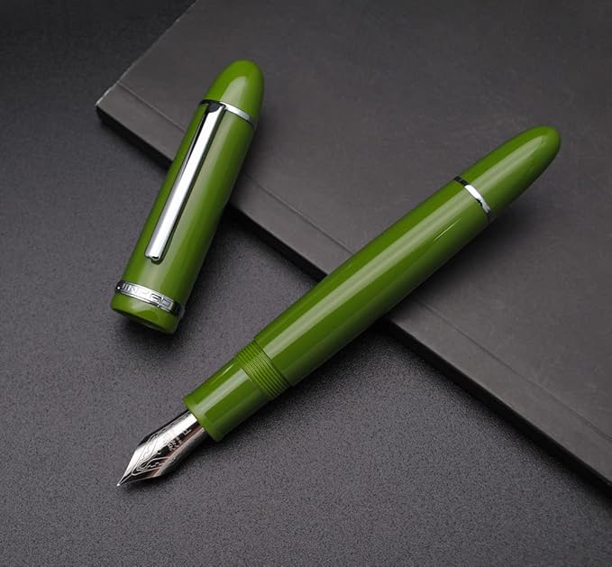 JINHAO X159 Fountain Pen (F Nib 0.5mm, Avocado Green with Silvery Clip)