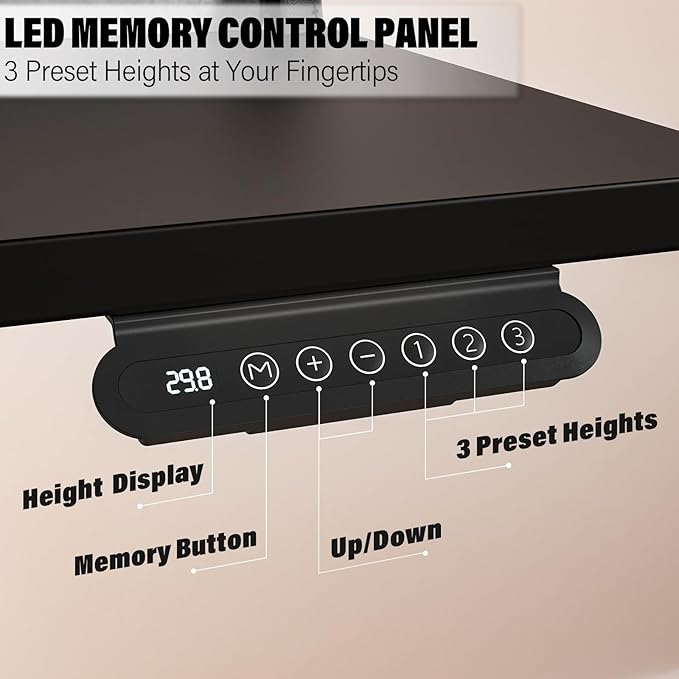 Kingant 48 x 24 Inch Electric Standing Desk with 4 Drawers, Height Adjustable Sit to Stand Computer Desk with Storage Shelf and C-Clamp Mount Compatibility for Home Office, Black