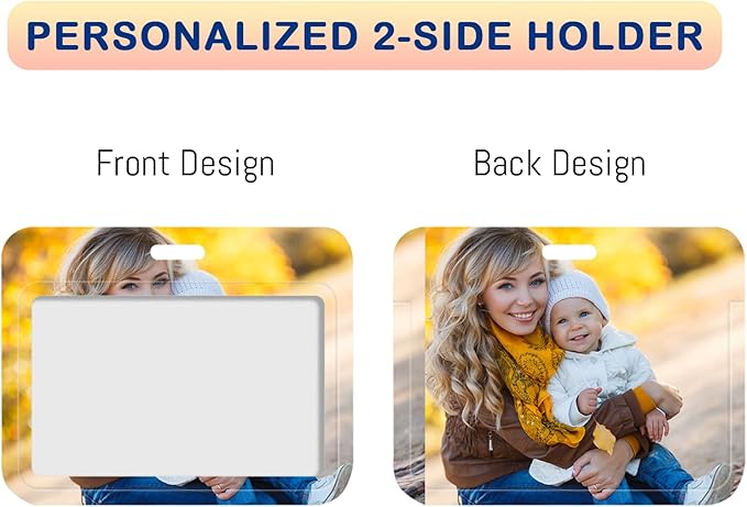 Custom Badge Holder ID Card Hold Case, Personalized Retractable Badges Holders, Customized Photo Name Badge Holder for Office Worker, Medical Staffs, Teacher, Student | Horizontal