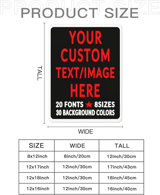 Custom Sign Personalized Custom Metal Sign, Customize For Office, Business, Workplace, Office, Home, Delivery Signs 8x12