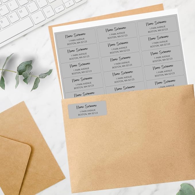 Dotty about Paper Personalized Grey Colorblock - Return Address Labels x 100