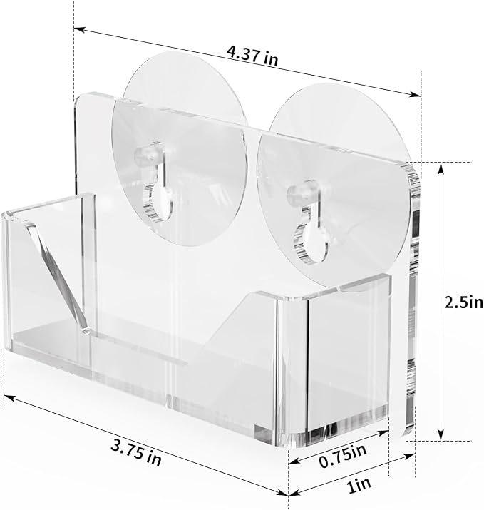 PecMuikee Window Mount Business Card Holder with Suction Cups，Clear Acrylic Business Card Display Stand,Multiple Business Card Holders for Office, Exhibition, Home, Restaurant 1Slot 2 Pcs