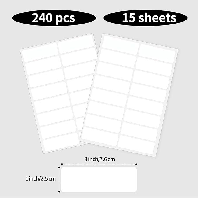 Blank Removable Labels, 1x3 Inch White Freezer Labels for Food Containers, Freezer Label to Write on/Waterproof - 240Pcs