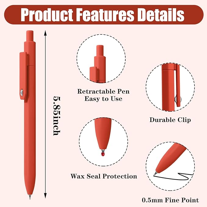 Piochoo Pens, 0.5mm Black Ink Gel Pens, Quick Dry No Smudge, Smooth Writing Comfortable Grip Pen for Journaling and Note Taking, Cute Aesthetic Best Gifts for Women Nurses Teachers