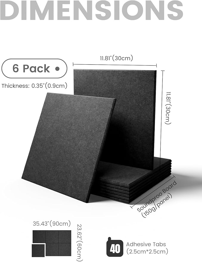 Fluxynara Large Felt Bulletin Board 36" x 24" Cork Board Alternative-6 Pack with 40 Safe Removable Adhesive Tabs, Cork Boards for Walls Cork Board for Home Office Classroom Pin Board - Charcoal Gray