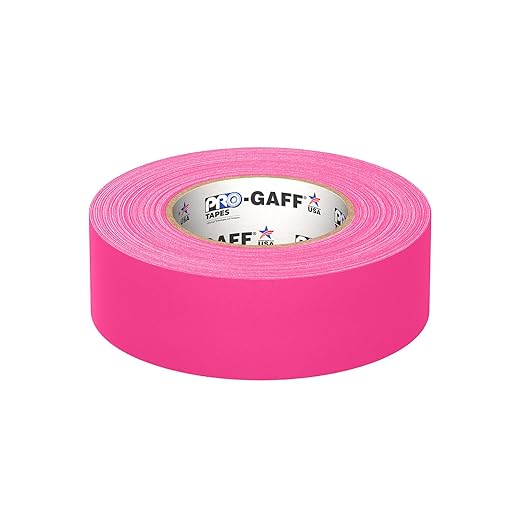 2" Width ProTapes Pro Gaff Premium Matte Cloth Gaffer's Tape With Rubber Adhesive, 50 yds Length x, Fluorescent Pink (Pack of 1)