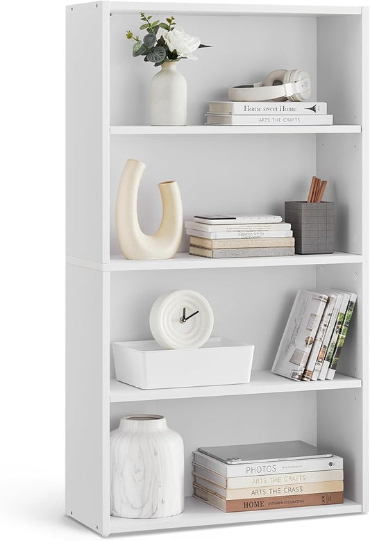 VASAGLE CUSTOS Collection - Bookshelf, 4-Tier Bookcase, Book Shelf, Open Storage Shelf, 9.4 x 23.6 x 42.4 Inches, for Living Room, Home Office, Dinning Room, Cloud White ULBC164T14 | Bookcase, Book Shelf, Open Storage Shelf, for Living Room, Home Offic...