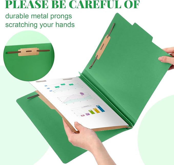 Skyygemm 36 Pcs Classification Folders Letter Size, 1 Divider Pressboard File Folder with Fasteners, Expanding File Organizer Bulk for School Teachers, Office Employee, Coworker, Staff (Green)