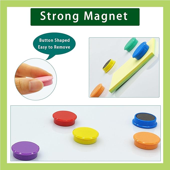 PYJLBX Fridge Magnets, 50 Pack Strong Refrigerator Magnets, Colorful Cute Mini Round Magnets for Whiteboard, 10 Colors Heavy Duty Small Magnet for Fridge Office Locker Crafts Classroom Dry Erase Board
