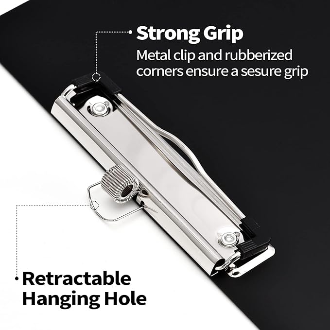 Sooez Plastic Clipboard with Pen Holder, [10% Thicker] Clip Boards 8.5x11 with Low Profile Clip, Cute Hanging Clipboard, Standard Letter Size A4 for Women Teacher, Office & School Supplies