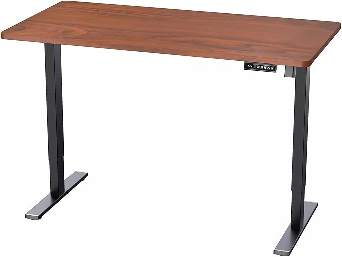 VIVO Electric 55 x 28 in Standing Desk, Memory Height Adjustment, 1B Series, Holds 220 lbs, One-Piece Dark Walnut Top, Black Frame, DESK-KIT-1B55D