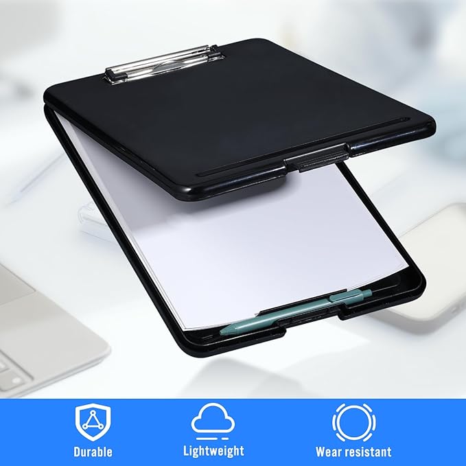Ireer 12 Pcs Plastic Clipboard with Storage Heavy Duty Portable Writing Boards for 150 Sheet A4 Paper with Pen Holder Large Capacity Clipboards for Nurse Teacher Student Classroom Office(Colored)