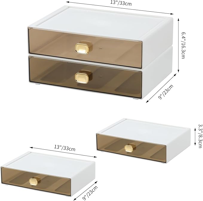 OSteed Spacious Desktop Storage Box, 1 Large Storage Drawer, Stackable Office Desk Drawer Organizer and Accessories, Printer Paper Organizer, White Plastic Drawers for Workspace & Home
