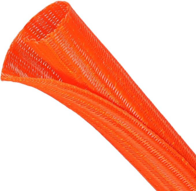 Split Wire Loom Tubing, Cable Protector Sleeve, Braided Cable Management for TV/Computer/Home Theater/Engine Bay, Cord Protectors from Pets No Chew (Orange, 1/2"-25ft)