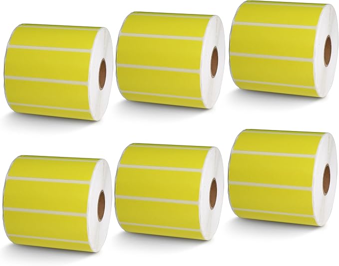 BETCKEY - 3" x 1" UPC Barcode & Address Labels Compatible with Zebra & Rollo Label Printer,Premium Adhesive & Perforated[Yellow, 6 Rolls, 8250 Labels]